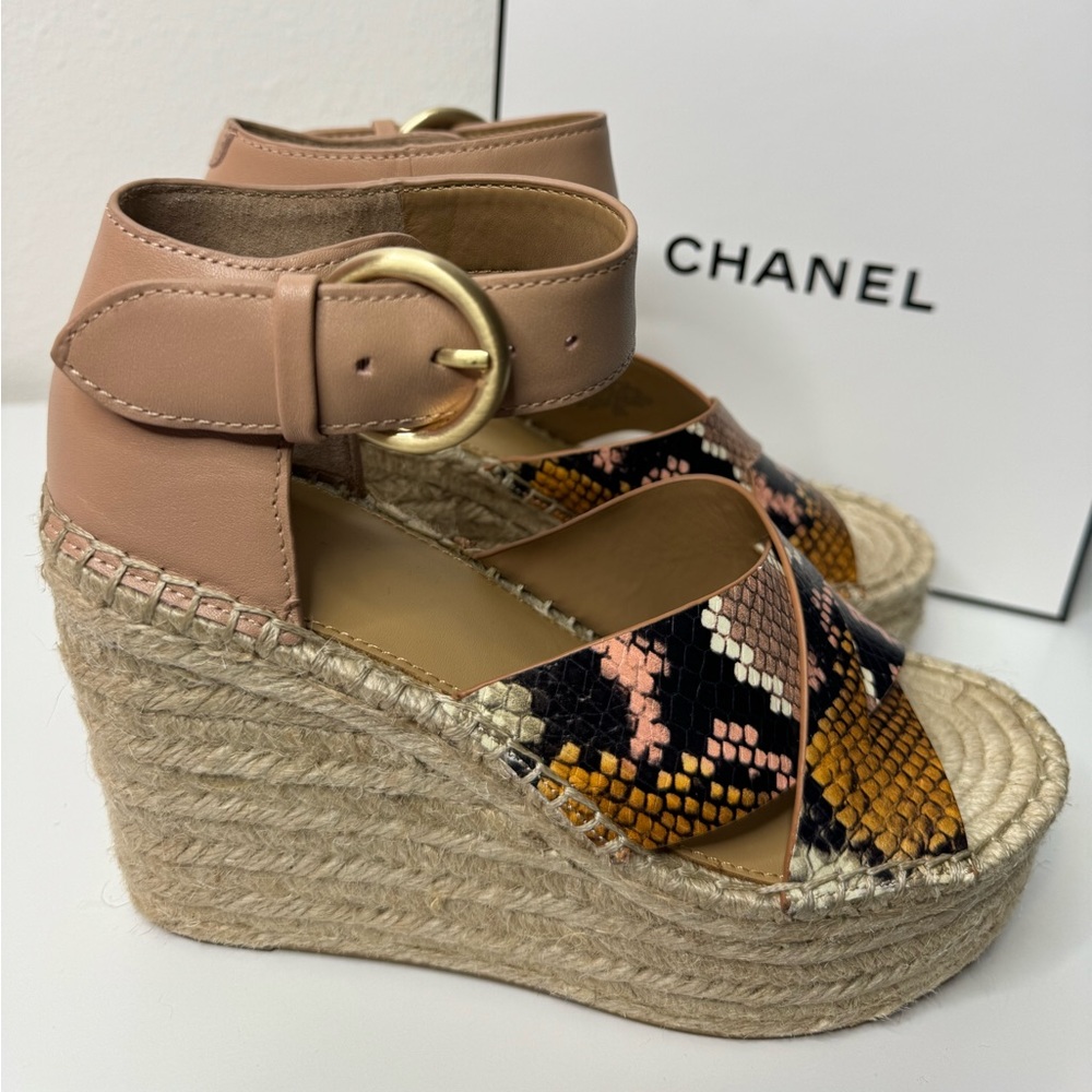 NEW 💖 MARC FISHER LTD Sneak Print Leather Upper Wedges